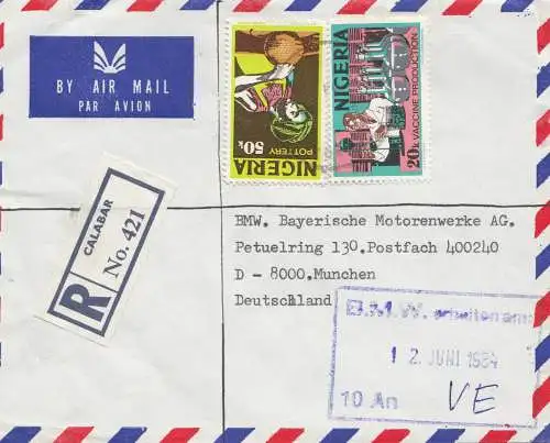 Nigeria: 1984 air mail to Munich BMW