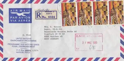 Kenya: Registered letter Nairobi to BMW Munich 1985