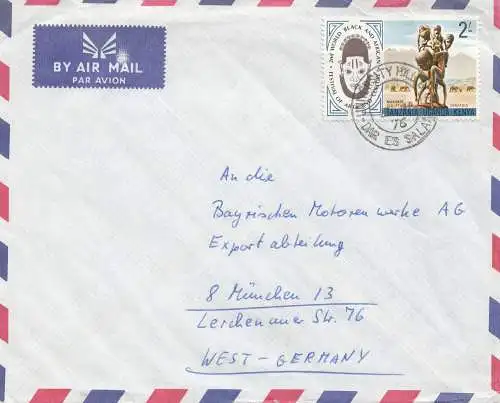 Tanzania: Dar Es Salaam Air Mail 1976 to BMW Munich