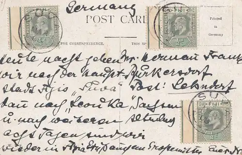 Fiji: post card Melbourne from Suva to Germany