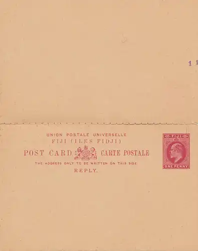 Fiji: post card 1909 to S.M.S. Leipzig - Apia