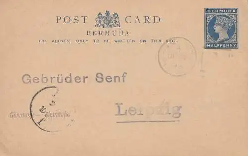 Bermuda: 1893 post card - to Gebrüder Senf/Leipzig