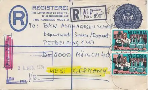 Nigeria: Registered letter to BMW München 1984