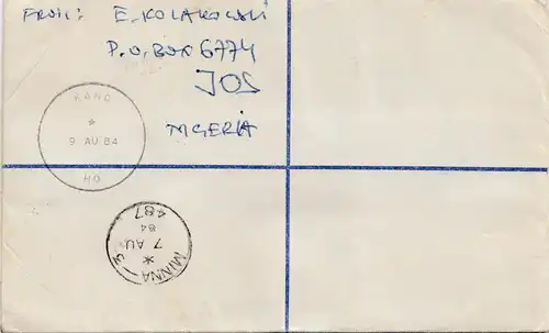 Nigeria: Registered letter to BMW München 1984