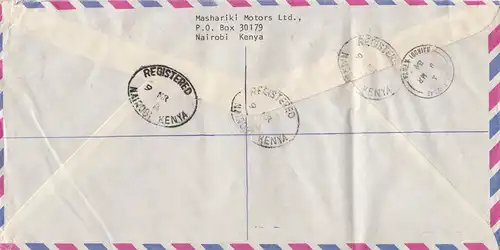 Kenya: Registered letter Nairobi 1984 to BMW München
