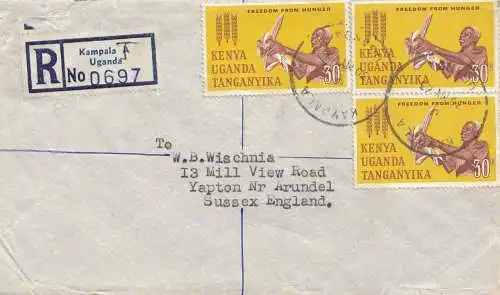 Ouganda: 1963: Registered Kampala to Sussex/Angleterre