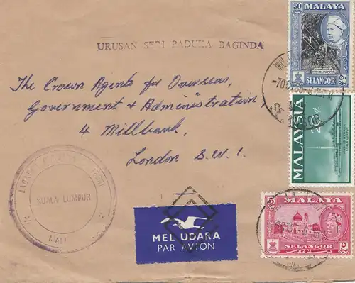 Malaya: Air Mail Kuala Lumpur to London 1965