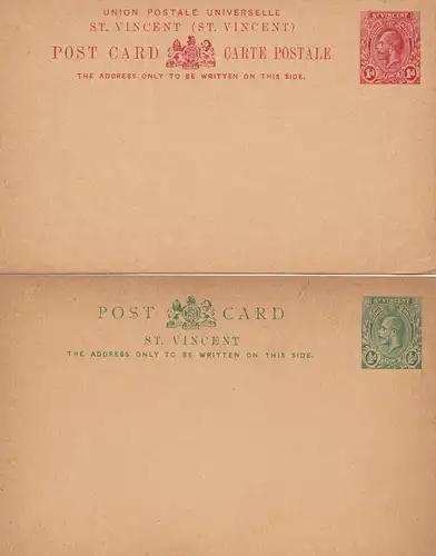 St. Vincent: post card P8/9, each unused