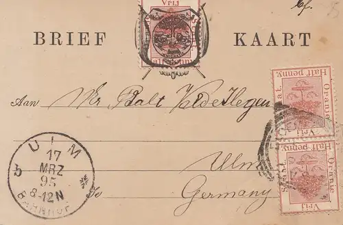 Vrij: 1895 post card to Ulm/Germany
