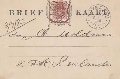 Vrij: 1893: Lettre Kaart Ladvbrand