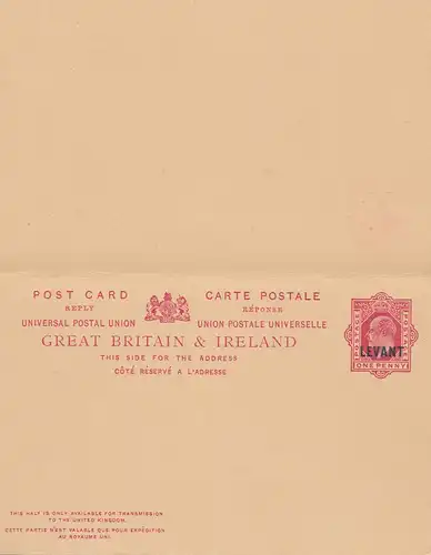 Levant: British Post office - Post card; 1906 to Germany - Dieburg