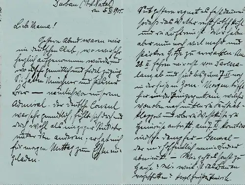 Natal: 1895: letter card to Hedersleben/Hall