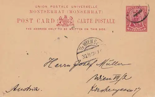 Montserrat: post card 1908 to Wien