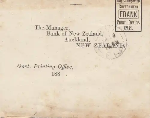 Fiji: wrapper to New Zealand, by authority Government Frank; O.H.M.S. on top