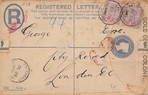 Gold Coast: Registered letter 1900 Saltpond to London