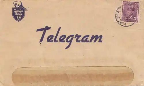 Canada: 1930: Telegram Moncton to Halifax, stamp Perfin