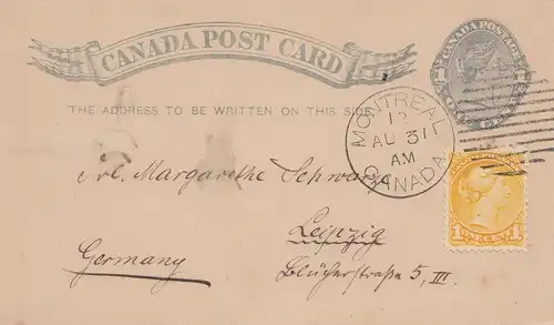 Canada: 1912: Montreal Post card to Leipzig