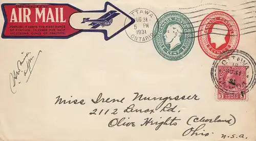 Canada: 1931: Ottawa to Ohio - Air Mail