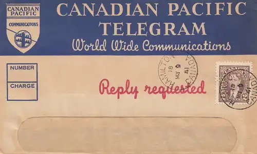 Canada: 1941: Telegram Hamilton