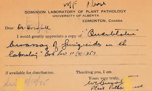 Canada: 1945: Edmonton - inverse cancel date - to New Haven, stamp Perfin