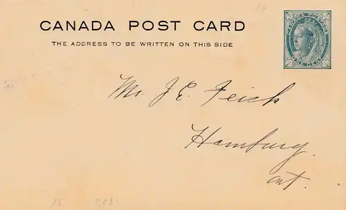 Canada: post card Bowman Hardware & coal to Hambourg