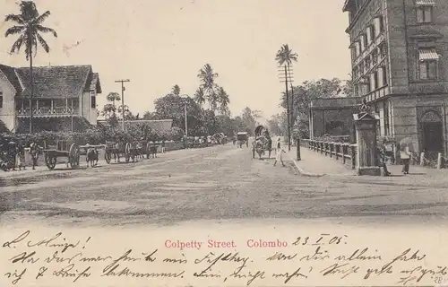 Ceylan: 1905 picture post card Colombo Colpetty Street to Germany