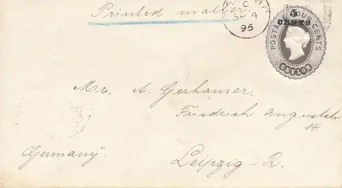 Ceylon: 1895: cover to Leipzig