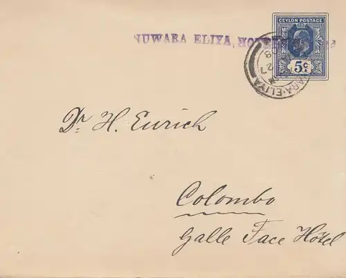 Ceylan: 1908: Nuwara Eliya Hotels to Colombo