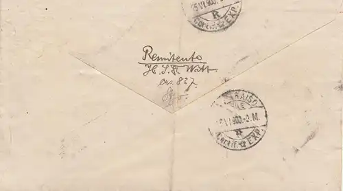 Chili: 1900: Registered Santiago - Valparaiso Certificado Ciudad - to Valpariso