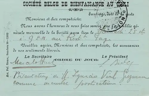 Chili: 1910: post card Santiago to Valparaiso