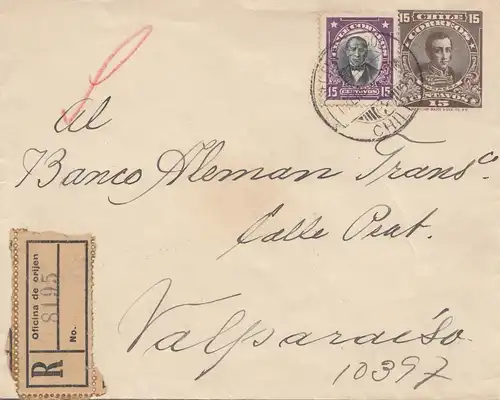 Chile: 1924: Registered letter Valparaiso