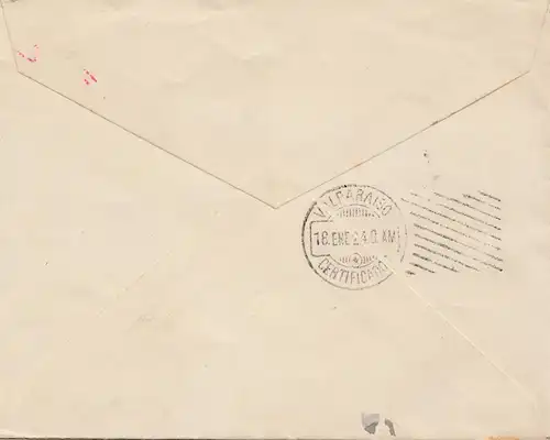 Chile: 1924: Registered letter Valparaiso