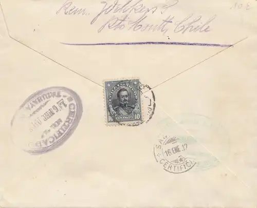 Chile: 1912: Registered letter Puerto Month to Tambaya