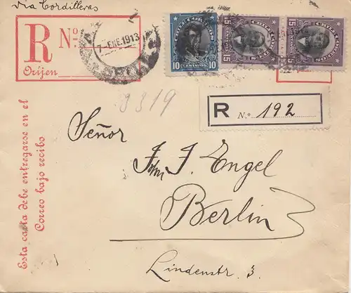 Chile: 1913: Registered Santiago to Berlin