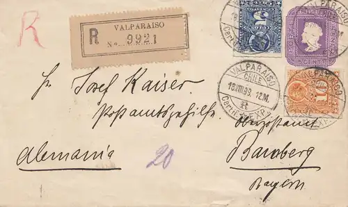 Chile: 1899: Registered Valparaiso to Bamberg/Germany