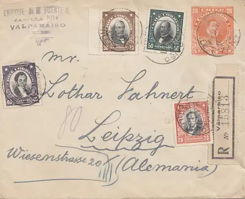 Chili: 1927: Registered Valparaiso to Leipzig