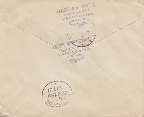Chili: 1927: Registered Valparaiso to Leipzig