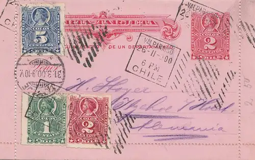 Chili: 1900: post card Valparaiso to Itzehoe