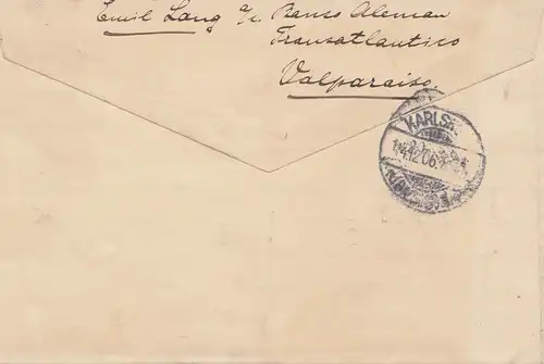 Chili: 1906: Registered Santiago to Karlsruhe