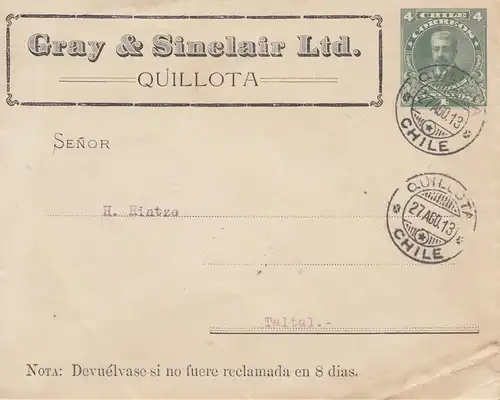 Chile: 1913: Quillota to Taltal
