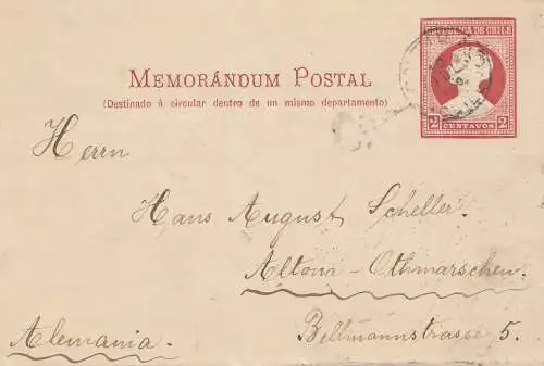 Chili: 1910: Momorandum Postal to Altona