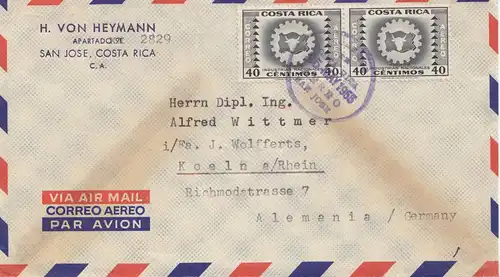 Costa Rica: 1955: San Jose to Cologne