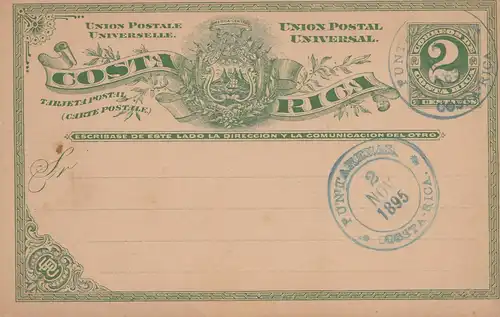 Costa Rica: 1895: post card Puntarenas