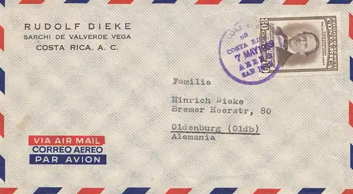 Costa Rica: 1959: Sarchi de Valverde Vega to Oldenburg