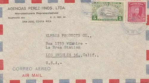 Costa Rica: 1948: Manufacturers San Jose to Los Angeles