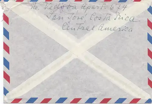Costa Rica: 1957: Air Mail San Jose to Nassau/Lahn