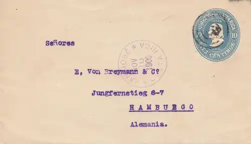 Costa Rica: 1909: San Jose to Hamburg