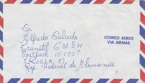 Costa Rica: 1977 letter San Jose to Cologne