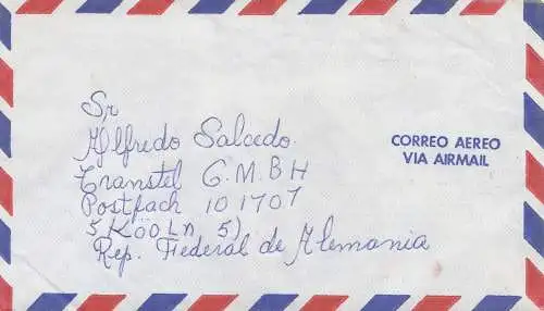 Costa Rica: 1977 letter San Jose to Cologne