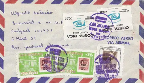 Costa Rica: 1977 air mail  San Jose to Köln